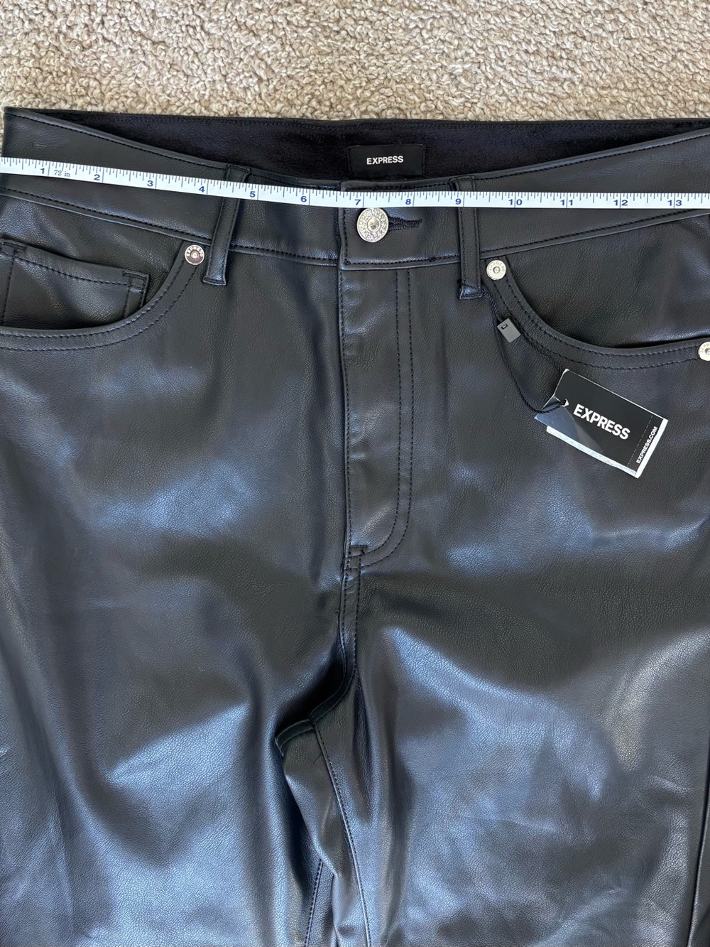 Minimalist Express Cropped Flare Faux Leather Pants 4R Black NWT Matrix - Picture 5 of 9